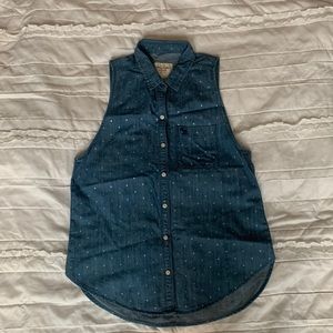 Abercrombie denim sleeveless denim collar top